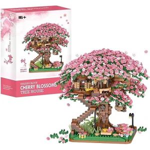 Tirff Sakura Arbre Maison Construire Bloc, 2008 Pièces Ensemble de Construction Cabane dans Les Arbres, Sakura Botanical Collection Building Set pour Adultes, Not Compatible with Lgo (Tirff, neuf)