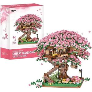 Tirff Sakura Arbre Maison Construire Bloc, 2008 Pièces Ensemble de Construction Cabane dans Les Arbres, Sakura Botanical Collection Building Set pour Adultes, Not Compatible with Lego (Tirff, neuf)