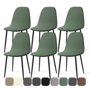 BalladHome Housses Chaise de Salle &agrave; Manger Scandinave 6 Pieces Moderne Jacquard Housse de Chaise Extensible Couverture de Chaise Housse Chaise pour D&eacute;coration Salon Cuisine H&ocirc;tel (Vert, 6 Pieces)-KL (Ballad, neuf)