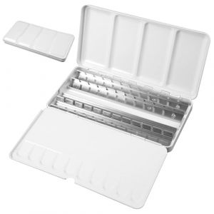 Boite Aquarelle Vide, Palette Aquarelle Vide, Bo&icirc;te Vide en M&eacute;tal Aquarelle avec Palette de m&eacute;lange et Anneau de Pouce, Watercolour Bo&icirc;te M&eacute;tal de Voyage Vide, pour 48 Demi-Bols ou 24 Bols complets (LIUqiannan, neuf)