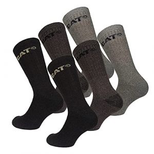 Caterpillar Outdoor Socks 6 paires de chaussettes pour hommes en coton doux avec contr&ocirc;le de l'humidit&eacute;, pointe et talon renforc&eacute;s (Brune, 4650) (Naduf, neuf)