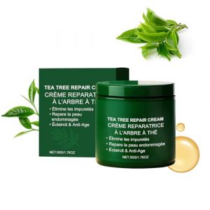 Cr&egrave;me cicatrisante &agrave; l'arbre &agrave; th&eacute; - Cr&egrave;me professionnelle &agrave; l'huile d'arbre &agrave; th&eacute; - Cr&egrave;me r&eacute;paratrice de la peau bio - Soin naturel contre les impuret&eacute;s - Cr&egrave;me apaisante et hydratante pour tous les (BHJS-EG, neuf)