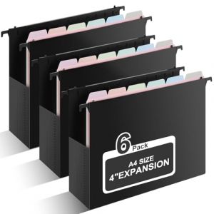 Uquelic Lot de 6 Dossiers Suspendus A4 avec Onglets et Couleur Macaron Intercalaires, Extensible 10 cm, Dossier Suspendu Grande Capacit&eacute; en Plastique pour Meuble Dossier Suspendu, Bureau, Maison (Desremit, neuf)