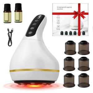 Focenat Masseur Anti Cellulite, Appareil de Massage par Ventouse &Eacute;lectrique, avec 6 T&ecirc;tes de Ventouse, Infrarouge & Chaleur, 9 Niveaux & 2 Modes, pour Massage du Corps Entier, Gua Sha, Cupping (Laukra special SIA, neuf)