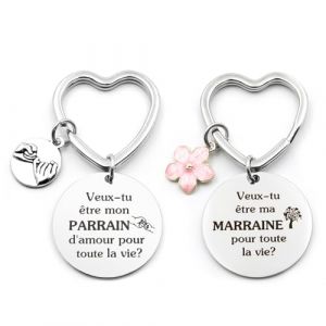 Cadeau Marraine,Cadeau Parrain,Cadeau Parrain Marraine Bapteme,Marraine Cadeaux,2 Porte Clef Cadeau Parrain Marraine,Cadeau Pour Marraine Parrain,Annonce Parrain,Cadeau Parrain Marraine Demande (Hlaklfho, neuf)