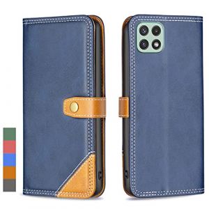 Klapber Coque pour Samsung Galaxy A22 5G Etui Housse Cuir pour Galaxy A22 5G &Eacute;tuis &agrave; Rabat Pochettes avec Fentes Cartes Protecteur Silicone Souple Ceinture &eacute;tuis pour Samsung A22 5G, Bleu (Yuemmy, neuf)