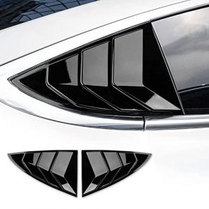 KUNGKIC Lot de 2 pare-soleils de fenêtre arrière pour Tesla Modèle 3 2017–2021 - Protection de pare-brise en ABS - Protection contre le soleil et la pluie - Style sportif - Décoration (noir brillant) (KUNGKIC Auto, neuf)