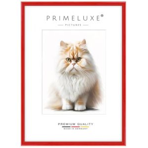PrimeLuxe Massif Bois Cadres photo sur mesure &Eacute;troit 33 x 48 cm en Rouge brillant | Taille s&eacute;lectionnable | Verre acrylique incassable | Cadre pour affiches | Puzzle | Collage | EC123 (E-Commerce DELUXE, neuf)