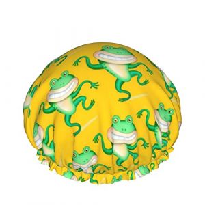 Bonnet de douche grande grenouille dansante bonnets de bain bonnet de cheveux portable grâce bonnet de douche étanche réglable pour salle de bain baignoire bain Spa (DoubleShopShow, neuf)
