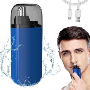 Housgift Tondeuse à poils de nez, tondeuse à poils de nez portable sans douleur et de précision, tondeuse à poils de nez électrique portable Ipx7 rechargeable, pour hommes et femmes (Bleu) (Commencer･Imaginez, neuf)