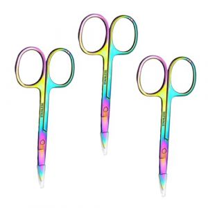DRESSOOS 3Pcs Ciseaux De Sourcils Shears Outils Colorés Sourcil En Acier Inoxydable Ciseaux (Mingsyue, neuf)