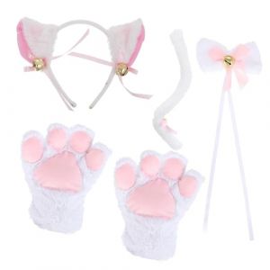 GANAZONO Costume De Chat Cosplay Bandeau Oreilles De Chat D&eacute;guisement De Mascarade Accessoires De Jeu De R&ocirc;le Avec Queue Et Patte (JUNEE, neuf)