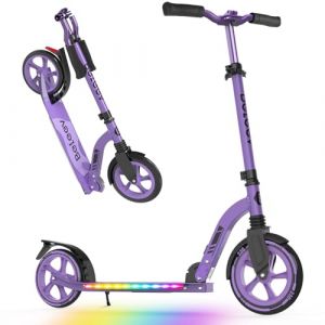 BELEEV V10 Trottinette Enfant 6 a 14 Ans, LED Lumineuse Deck, Réglable en Hauteur, Sangle Transport, Grande Roue 230 mm, Big Wheel City Scooter 2 Roues pour Fille Garçon 6+ Adulte Adolescent Max 100kg (MeiShangStore, neuf)