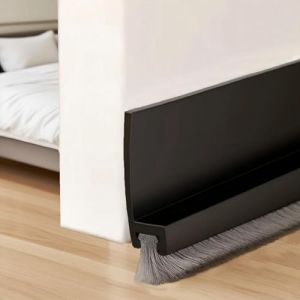 PFSLiang 100cm Noir Marron Brosse Bas de Porte, Auto-Adh&eacute;sif de Porte, Calfeutrer Bas de Porte D'entree, Calfeutrer Bas de Porte, Coupe-Courant d'air, Brosse de Porte, menfengtiao (Negro) (Pfsl-EU, neuf)