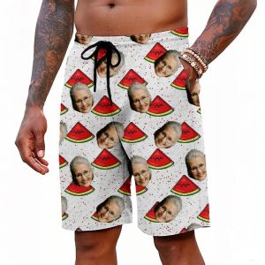 Boxer de Bain Personnalisée de Visage drôle de Photo Maillot de Bain Personnalisable Shorts de Bain Homme Slip de Bain hawaïenne Calecon de Bain Homme Petit ami Mari Cadeau (Custom Gift shop, neuf)