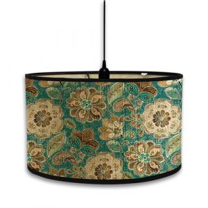 Morbuy Vintage Abat Jour Plafond, Boh&ecirc;me R&eacute;tro Fleur Impression Tambour Abats-Jour R&eacute;tro D&eacute;cor Abat-Jour pour Lampe de Chevet Lampe de Table D&eacute;cor de Bureau Accessoires de Bureau (r&eacute;tro vert) (Morbuy, neuf)