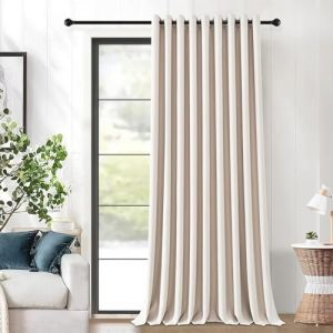 MRTREES Rideaux Occultants Thermique Beige Grande Largeur 200(L) x225(H) CM, 1 Pi&egrave;ce, Rideau Thermique Anti Froid Separation de Piece, Rideau Opaque &agrave; Oeillets pour Salon Chambre (MRTREES HOME, neuf)