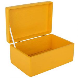 Creative Deco Boite Rangement en Bois Jaune | 30 x 20 x 14 cm (+/- 1 cm) | avec Couvercle | Boite en Bois | Boite a Souvenir | Boîte Caisse Malle Coffre | Brut ET Non PONCÉ (Creative Deco, neuf)