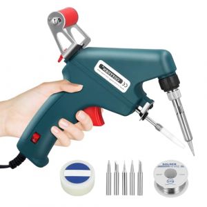 Kit de Fer &agrave; Souder, 60 W 220 V Pistolet &agrave; Souder avec Interrupteur Marche/Arr&ecirc;t, Outil de Soudage &agrave; une Main avec Fil &agrave; Souder 50g, 5 Pannes &agrave; Souder, P&acirc;te &agrave; Souder pour Souder et R&eacute;parer (asdwams, neuf)