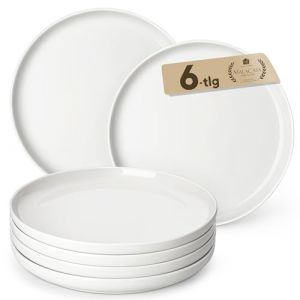 MALACASA Grande Assiettes Plates pour 6 personnes, Ø 26 cm Assiette Blanche en Porcelaine, Lot de 6 Assiette de Table pour Salade, Pâtes, Dessert, Steak, Fruits - Série LUNA (MALACASA Modern Tableware, neuf)