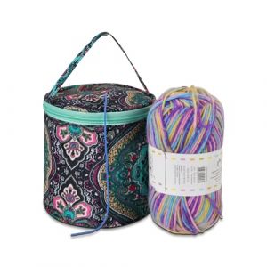 Coopay Mini Sac &agrave; Fil, Petit Sac &agrave; Laine pour Enfants et d&eacute;butants, Rangement de Fil pour Ranger Les pelotes de Laine et Les Aiguilles &agrave; Tricoter/kit de Crochet et Projet en Cours, Fleurs de cajou (YutongTech, neuf)