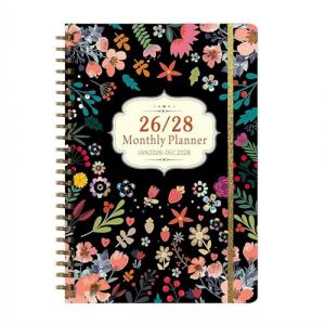 Calendrier mensuel 2026-2028 &ndash; Agenda mensuel sur 3 ans 2026-2028, planificateur de poche et organiseur, agenda &agrave; spirale &agrave; couverture rigide pour l'&eacute;cole et le bureau (C) (YueRun, neuf)