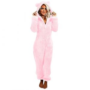 Combinaison Pyjama Femme Grenouillere Femme Combi Pyjama Tout En Un Chaud En Polaire,Combinaison Pyjama Barboteuse Polaire Capuche VêTement En Peluche Nuit Adulte Costume Loungewear GrenouillèRe, (JIEXIUBAIHUO, neuf)