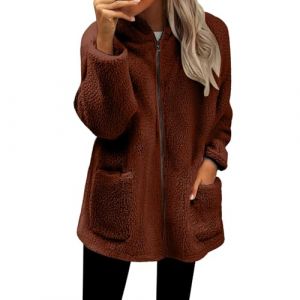 Cocila Veste Polaire Pour Femme Fermeture &eacute;Clair Int&eacute;Grale Douce L&eacute;G&egrave;Re Manches Longues Capuche Avec Poches 2025 Manteau Cintr&eacute;E Wine L Blouson Cuir Femmes Demi Saison Femmes Longue (CHOHJIA, neuf)