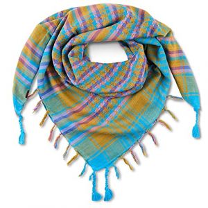 LOVARZI Keffieh Foulard Palestinien Multicolore Bleu - Coton écharpe pour homme et femme (LOVARZI_1, neuf)