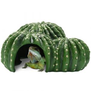 Navaris Cachette pour Reptile et amphibien - Abri pour Tortue lézard Serpent en Forme de Cactus 22,5 x 22 x 10 cm en polyrésine - Maison Terrarium avec Ouverture 6,8 cm (SX-Commerce, neuf)