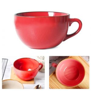 KMQRDZi Grande tasse &agrave; caf&eacute; XXL en c&eacute;ramique 700 ml avec anse, bol pour petit-d&eacute;jeuner, c&eacute;r&eacute;ales, soupe, porridge, salade, tasse en c&eacute;ramique extra large (700 ml, rouge) (KunMingQianRuDianZiShangWuYouXianGongSi, neuf)