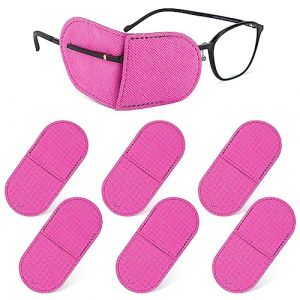 6pcs Cache Oil pour Lunettes, Grande Taille Cache Oeil Enfant non Tissé Réutilisable Cache Oeil Enfant Orthoptique pour Adultes Enfants Amblyopie Strabisme (Rose) (iHision, neuf)