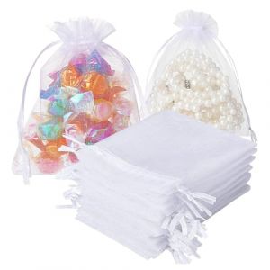 sachet organza blanc 100 pi&egrave;ces 15x10 cm sac cadeau mariage sac &agrave; bijoux f&ecirc;te bapt&ecirc;me drag&eacute;es cosm&eacute;tique parfum d&eacute;coration emballage &eacute;l&eacute;gant r&eacute;utilisable facile &agrave; fermer (qujinglingshanxiangshangmaoyouxiangongsi, neuf)