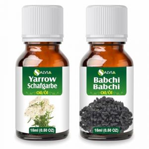 Salvia Combo d'huile : Yarrow (Achillea millefolium) &ndash; 0,51 Fl Oz (15 ml) & Babchi (Psoralea Corylifolia) Oil &ndash; 0,51 Fl Oz (15 ml) (24x7healthstore, neuf)