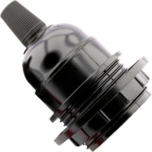 Douille à ampoule pour culot E27 - Noir - Style ancien avec bague de fixation pour abat jour - Art Deco Emporium (LAMPADEALLED, neuf)