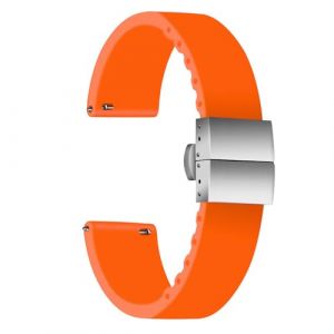 ULLCHRO Bracelet Montre Haute Qualit&eacute; Remplacer Silicone Bracelet Montre - 14mm, 16mm, 18mm, 20mm, 22mm, 24mm Caoutchouc Watch Strap avec Boucle D&eacute;ployante Acier inoxydable (14mm, Orange) (Ullchro-EU, neuf)