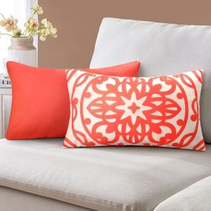 Lot de 2 Housses de Coussin P&ecirc;che Corail Housse de Coussin en Super Doux Taie d'oreiller Mandala Mod&egrave;le Housse Coussin D&eacute;coratif Housses de Coussins pour Salon Chambre Lit Chaises Jardin 30x50cm (EULeeLance, neuf)