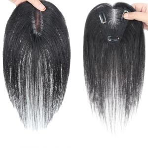 Topper For Cheveux 100% Cheveux Humains Toupet Noir Naturel for Femme,Extensions De Cheveux De Base 9 X 10 Cm, Perruques À ClipserPostiches for Perte De Cheveux/cheveux Fins/cheveux Gris (冬夏小店, neuf)