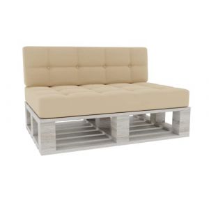 Coussin pour Palette Coussin d'assise Dossier piqué PFG (Set (Coussin d'assise 120x80 +Dossier 120x40), Crème) (FavreShop, neuf)