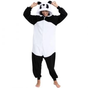 LABULA Animaux Pyjamas Costume &agrave; Capuche D&eacute;guisement Combinaison Carnaval No&euml;l F&ecirc;te Tenue,Panda zipp&eacute;,S (Haojinhan-EU, neuf)