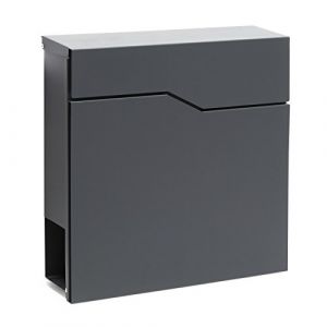 Wiltec Boîte aux Lettres Murale ou sur Pied Design & Porte-journaux V19, Verrouillable, Gris Anthracite, Acier galvanisé, 370 x 105 x 370 mm, Fente et clapet (Wiltec Wildanger Technik GmbH, neuf)
