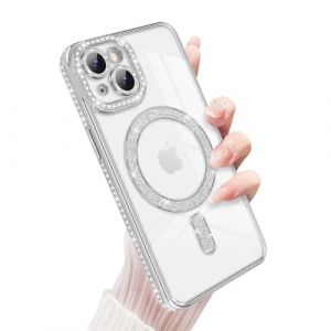 Newseego Coque pour iPhone 14, Paillettes Bling Luxe Diamant Housse 6,1 Pouces Compatible avec MagSafe TPU Flexible Transparente Dos Mignonne Antichoc Protection pour iPhone 14 Argent (NewseegoUK, neuf)