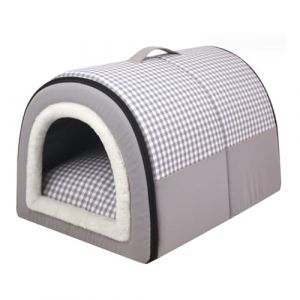 BEAHING Niche pour Chien Pliable 2 en 1, Grotte pour Chat Chaude et &eacute;tanche avec Coussin Amovible (hefeishikaiyuanlijiudianyongpinyouxiangongsi, neuf)