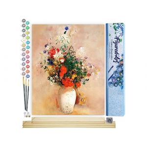 Figured'Art Peinture par Num&eacute;ro Adulte Vase de Fleurs - Odilon Redon - Activit&eacute; Manuelle Kit de Loisir Cr&eacute;atif DIY Num&eacute;ro d'Art Complet - 40x50cm avec ch&acirc;ssis en bois &agrave; monter (Figured'Art, neuf)