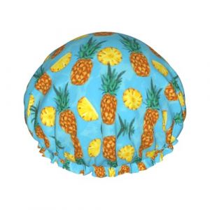 Bonnet de douche réutilisable avec imprimé ananas frais, double couche, garde les cheveux secs, s'adapte à toutes les têtes (Zhengzhou Ningqi Network Technology Co., Ltd, neuf)