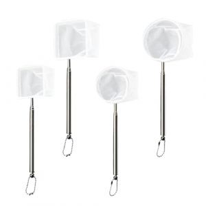 Blanc Épuisette Aquarium: Filet Nylon 3D avec Manche Télescopique Acier Inoxydable, Idéale pour Crevettes, Poissons et Petits Étangs (EUPDD, neuf)
