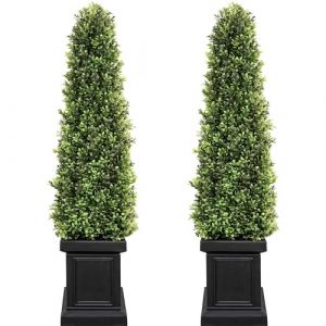 colorspec Lot de 2 buis artificiels topiaires - 1,1 m de Haut - Plante Verte Artificielle avec Pot Robuste pour Une Utilisation en int&eacute;rieur et en ext&eacute;rieur (carr&eacute;) (colorspec, neuf)