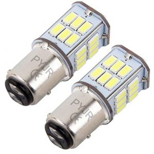 P21/5w Bay15d 1157 Led 12v-24v Ampoule feu de stop, Lumière blanc, pour Moto, RV, Auto Voiture, feux de jours, etc (Lot de 2) (PYRJIN, neuf)