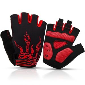 BTNEEU Gants Cyclisme Demi-Doigts Gants Velo Gel Anti-Choc Anti-Dérapage, Respirant Gant Demi Doigt Mitaines Velo Homme, Gants VTT Gel Été de Fitness Sport Escalade pour Homme et Femme (Rouge, M) (BTNEEU, neuf)
