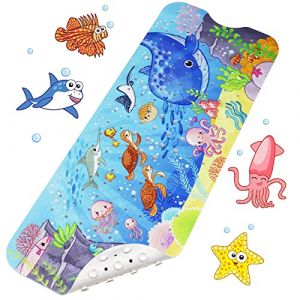Tapis de Baignoire Antid&eacute;rapant Bebe, 100x40cm Tapis de Bain Anti Glisse Tapis de Douche R&eacute;sistant avec 200 Ventouse pour Enfants et B&eacute;b&eacute;, Mat&eacute;riel de PVC sans BPA Lavable en Machine (Oc&eacute;an) (INTERNATIONAL BONGIOI S.R.L., neuf)